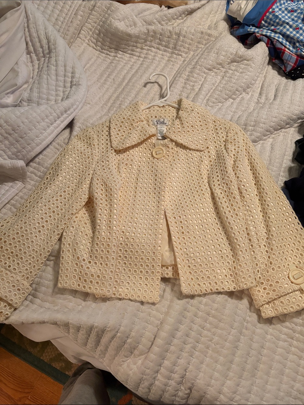 Lilly Pulitzer Cream Eyelet Lace Cropped Jacket